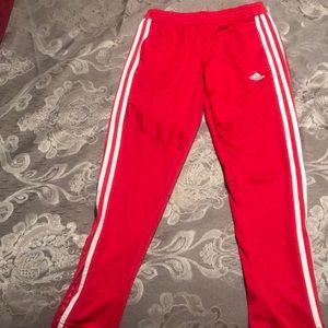 Red adidas sweatpants